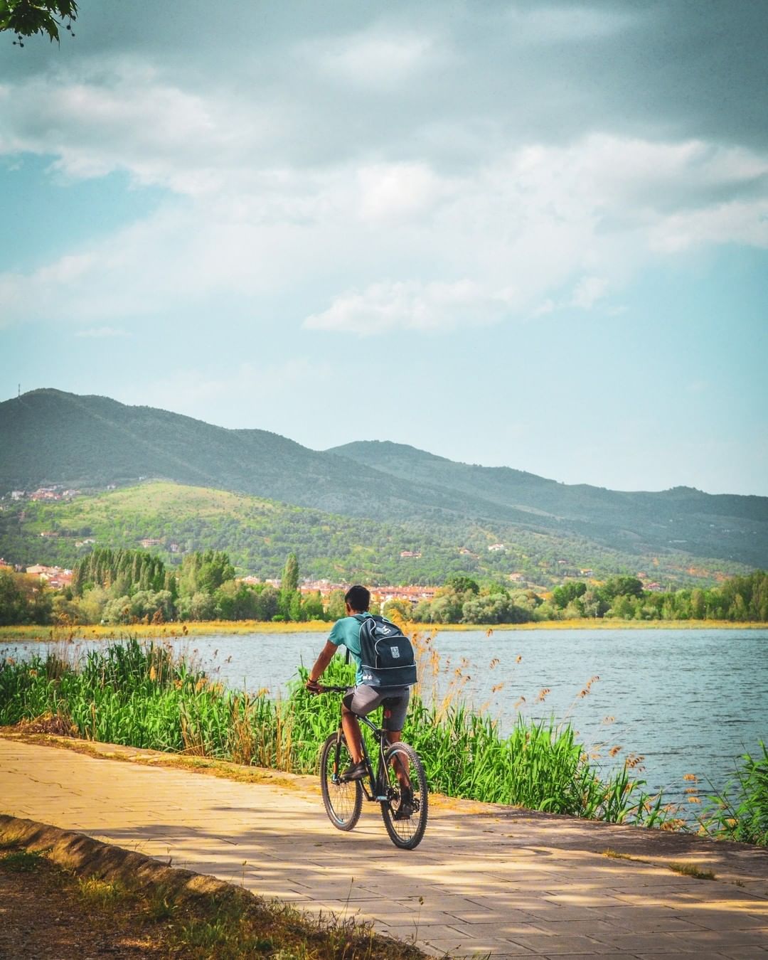Cycling on lake  

….